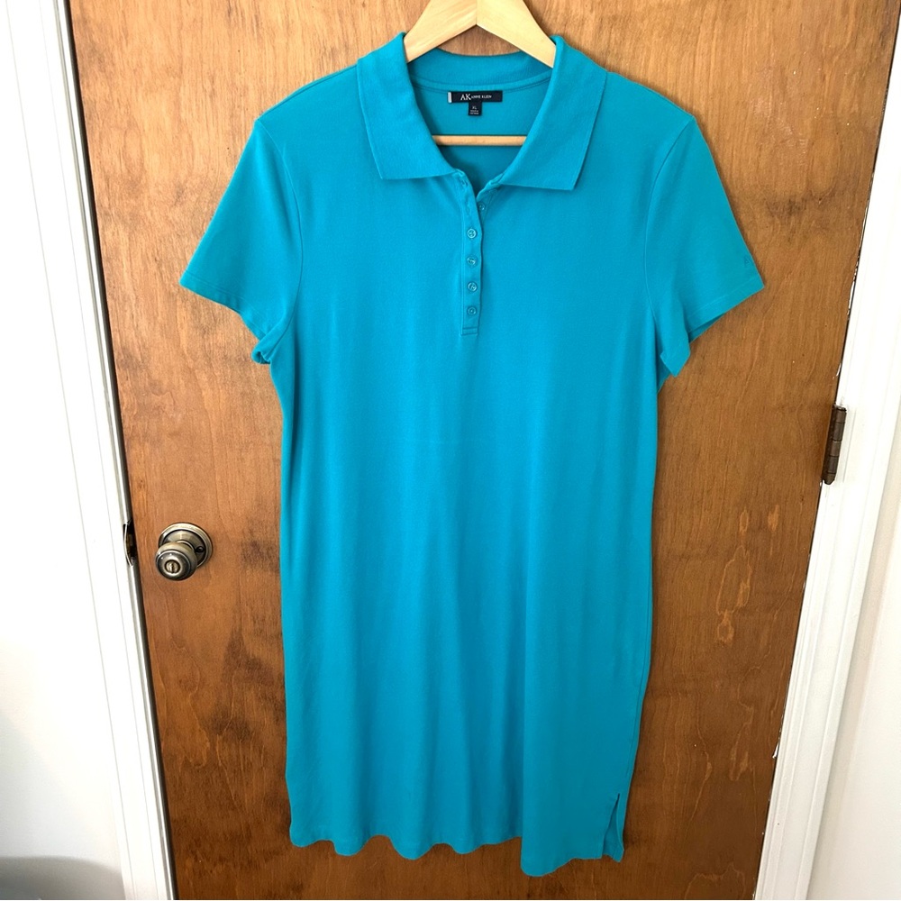 Anne Klein Aqua Athletic Polo Shirtdress. Size XL.